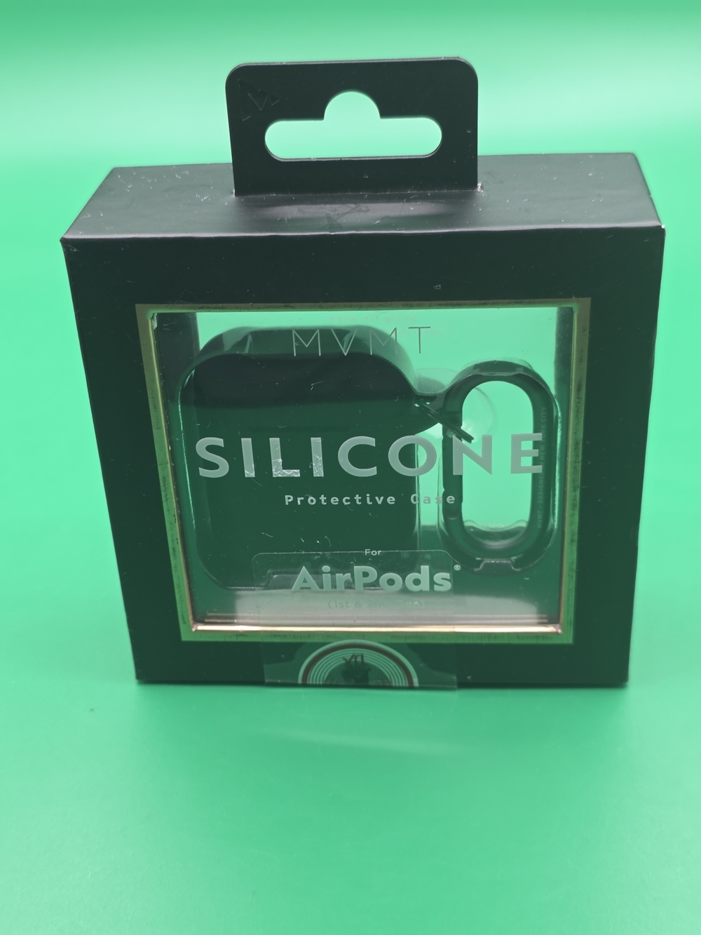 MVMT Black Silicone Protective Case with Carabiner for AirPods